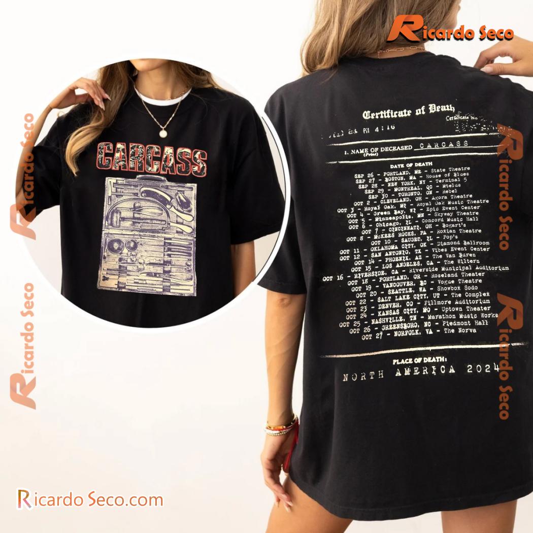 Carcass Certificate Of Death Place Of Death North America 2024 Classic Men Shirt 6u14Ifv