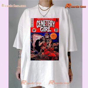 Cemetery Girl Horror Vintage Graphic Classic Men Shirt-a NLhI8rm