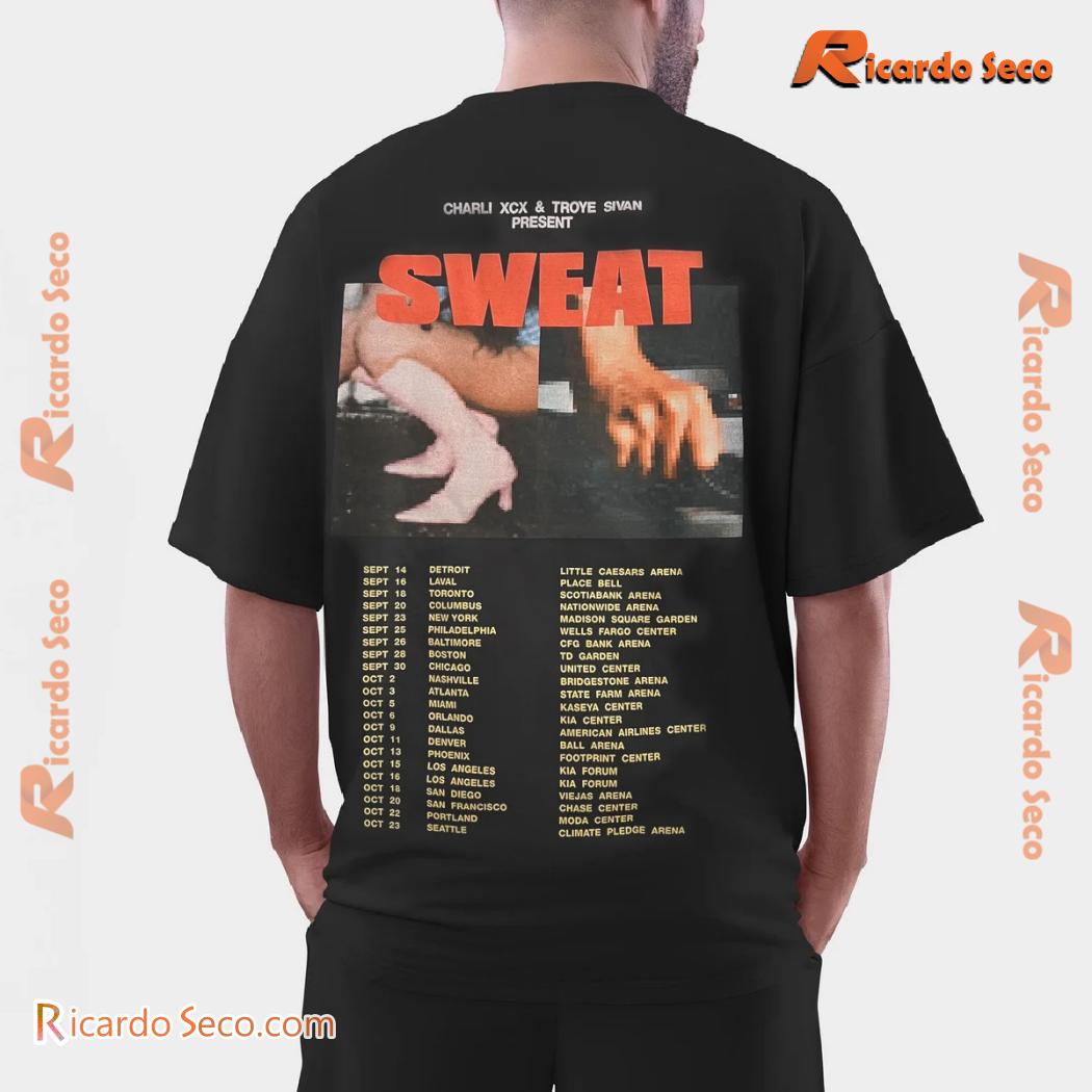 Charli Xcx And Troye Sivan Sweat 2024 Tour Graphic Unisex T-shirt, Classic Men Shirt b Charli Xcx And Troye Sivan Sweat 2024 Tour Graphic Unisex T-shirt, Classic Men Shirt b