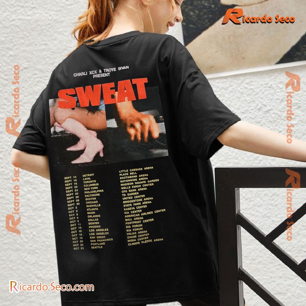 Charli Xcx And Troye Sivan Sweat 2024 Tour Graphic Unisex T-shirt, Classic Men Shirt Charli Xcx And Troye Sivan Sweat 2024 Tour Graphic Unisex T-shirt, Classic Men Shirt