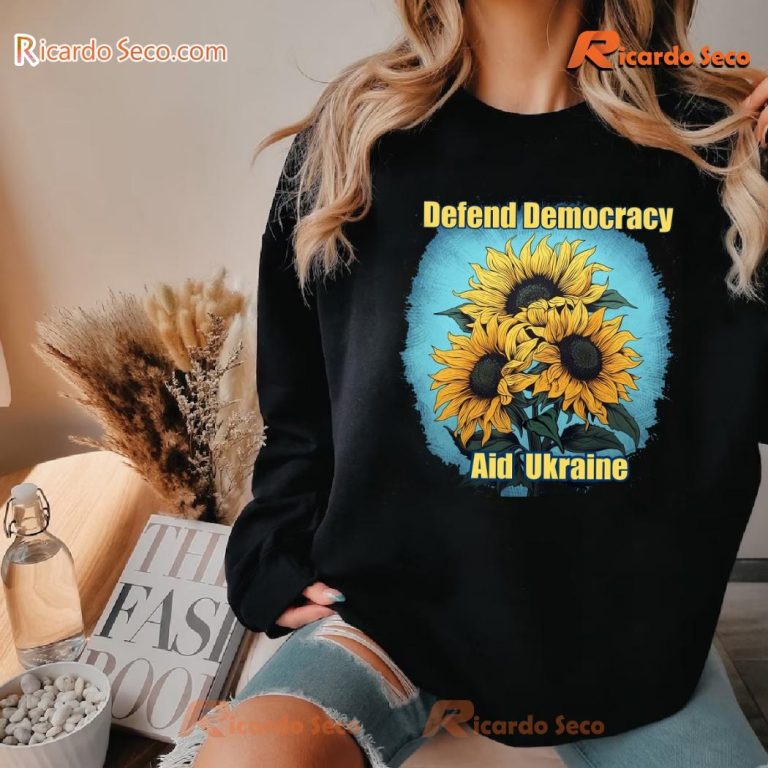 Defend Democracy Aid Ukraine Blue And Yellow Sunflower Graphic Classic Men Shirt-b b9Bt1OM