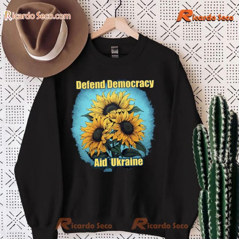 Defend Democracy Aid Ukraine Blue And Yellow Sunflower Graphic Classic Men Shirt-c sRIoyBO