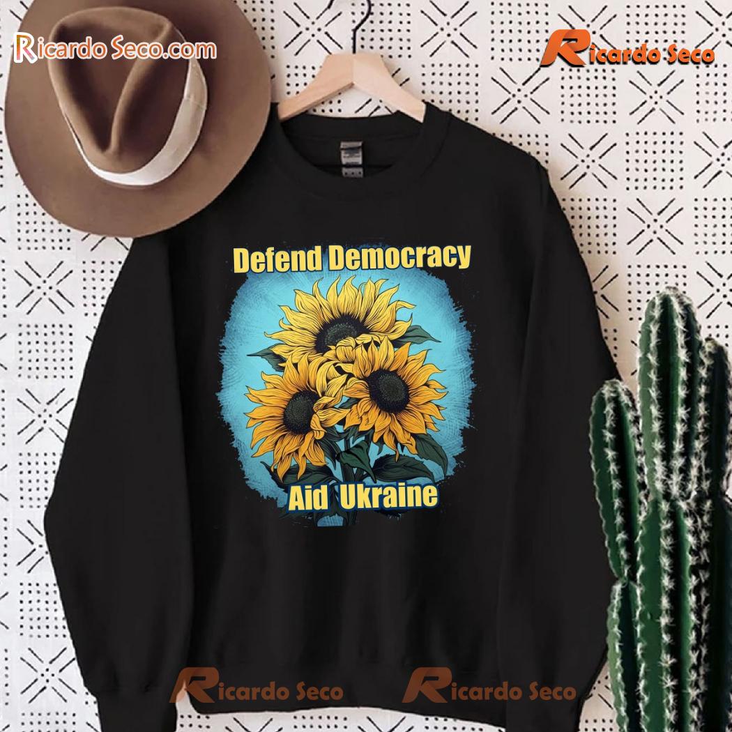 Defend Democracy Aid Ukraine Blue And Yellow Sunflower Graphic Classic Men Shirt-c sRIoyBO