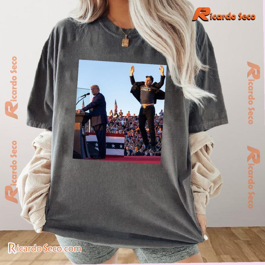 Donald Trump And Elon Musk At A Trump Rally Graphic Unisex Shirt, Classic Women Shirt Donald Trump And Elon Musk At A Trump Rally Graphic Unisex Shirt, Classic Women Shirt