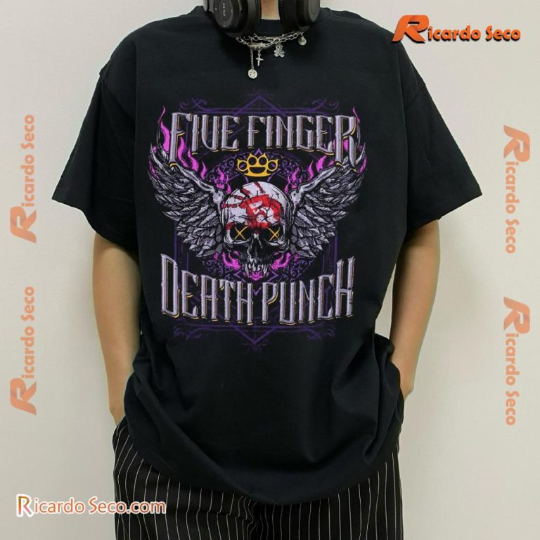 Five Finger Death Punch Stuck In My Ways Winged Skull Graphic Classic Men Shirt 0ZtKmi1