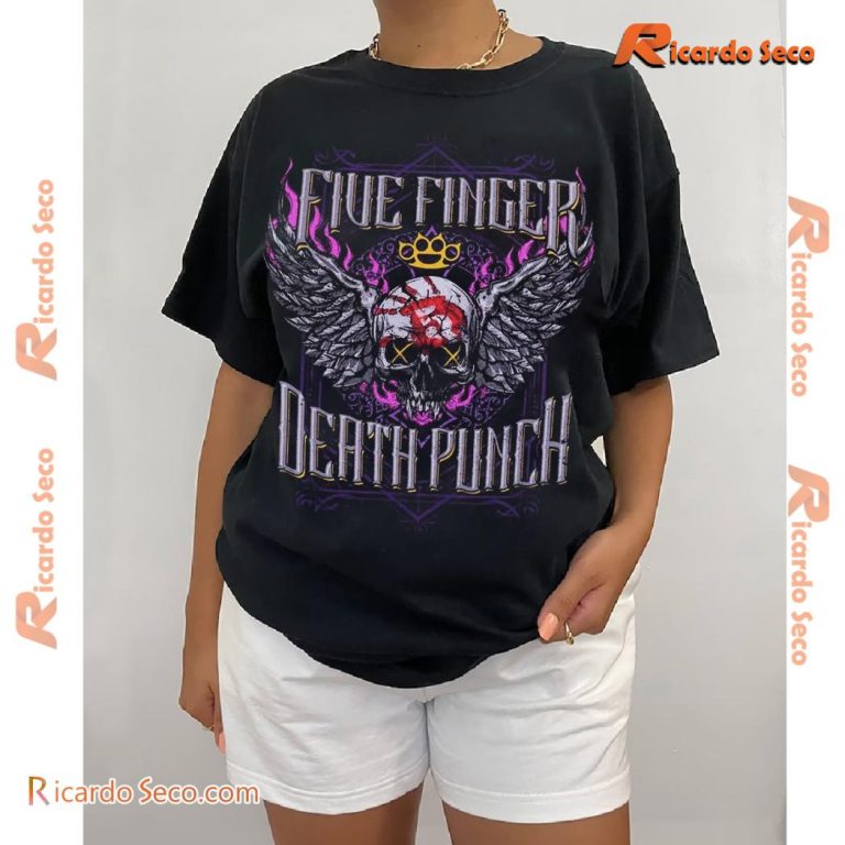 Five Finger Death Punch Stuck In My Ways Winged Skull Graphic Classic Men Shirt-a ye0X8g5