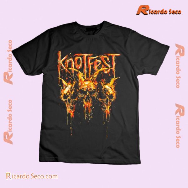 Knotfest "Fire Dripping Skulls Iowa 2024" Gift For Fan Graphic Unisex Shirt, Classic Men Shirt