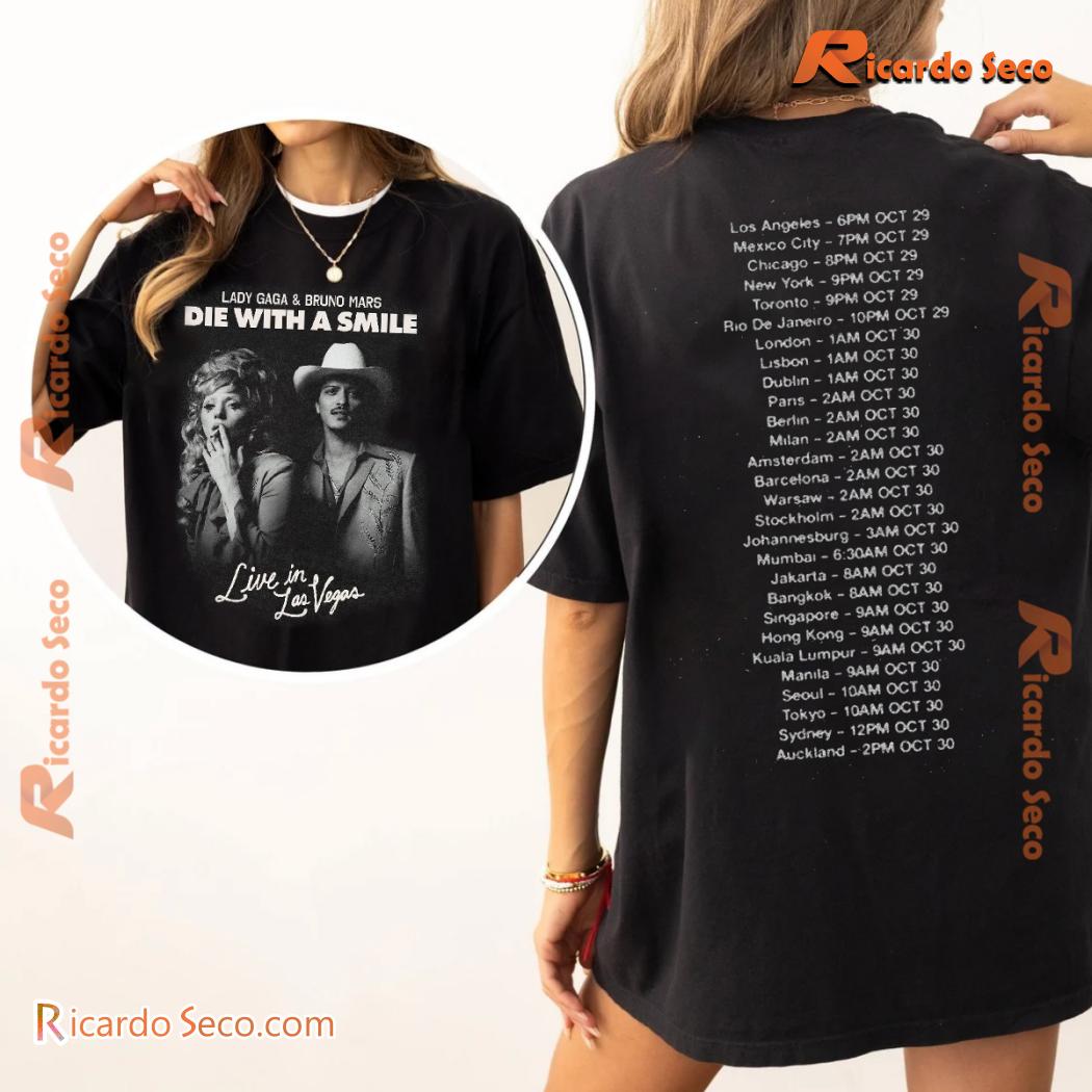 Lady Gaga & Bruno Mars Die With A Smile Live In Las Vegas Classic Men Shirt QGgOvC1