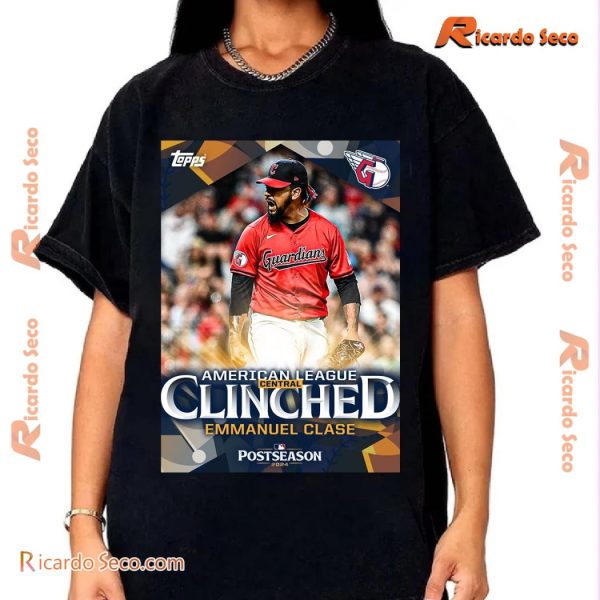 MLB Cleveland Guardians Emmanuel Clase American League Central Clinched Postseason 2024 Graphic Unisex Shirt, Classic Men Shirt