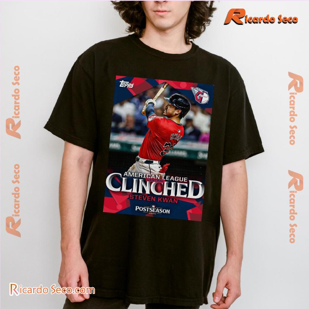 MLB Cleveland Guardians Steven Kwan American League Central Clinched Postseason 2024 Poster Graphic Unisex Shirt, Classic Men Shirt a