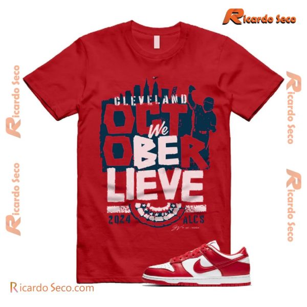 MLB Cleveland Guardians We Believe October ALCS 2024 Graphic Unisex T-shirt, Hoodie, Long Sleeve erY4Rln