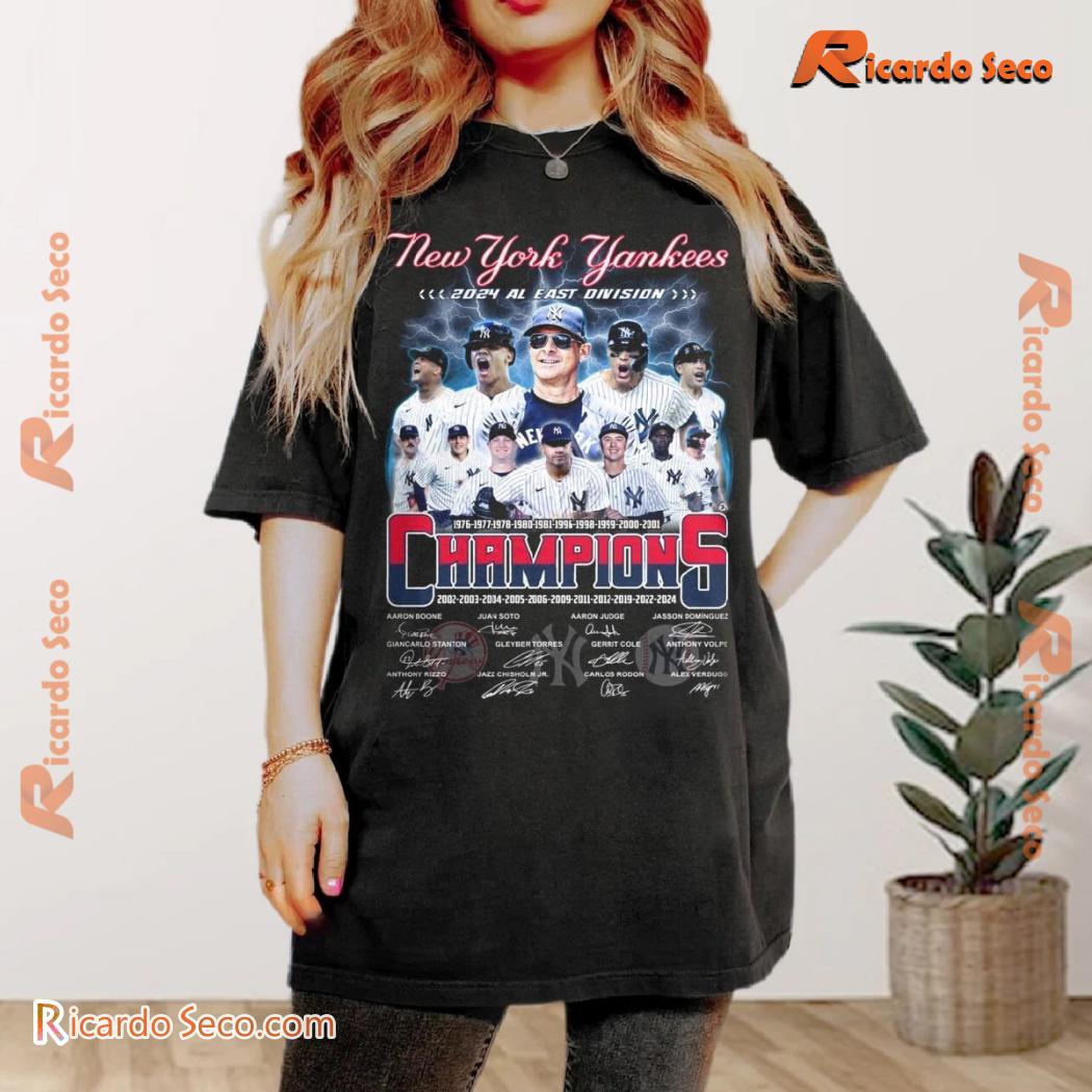 MLB New York Yankees 2024 Al East Division Champions 1976 - 2024 Signatures Graphic Unisex Shirt, Classic Men Shirt MLB New York Yankees 2024 Al East Division Champions 1976 - 2024 Signatures Graphic Unisex Shirt, Classic Men Shirt