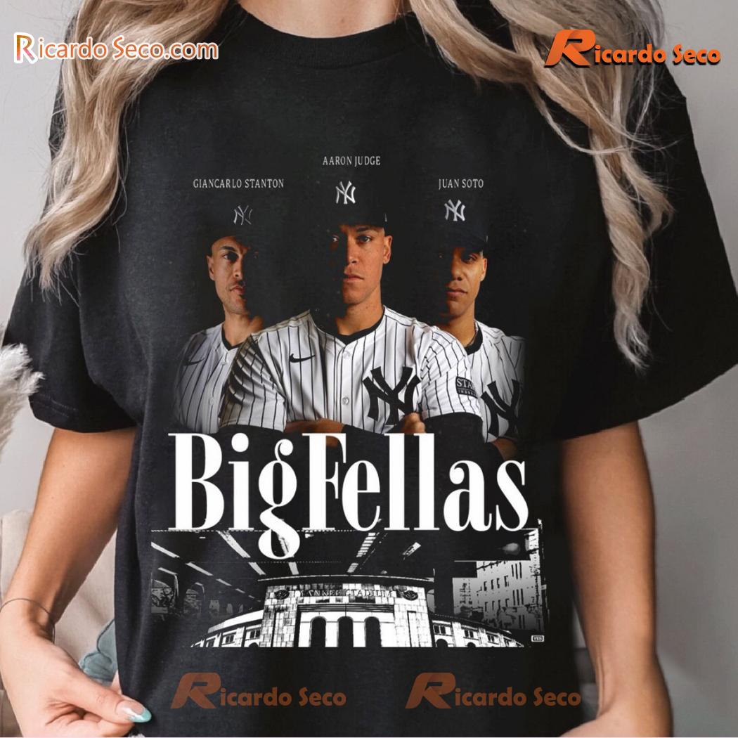 MLB New York Yankees Big Fellas Giancarlo Stanton X Aaron Judge X Juan Soto Classic Men Shirt-b mwKXod9