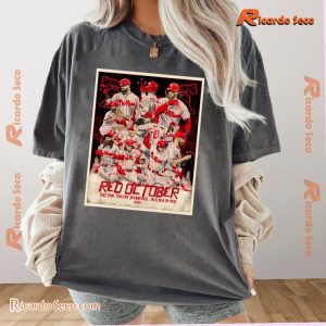 MLB Philadelphia Phillies 2024 Red October This Time They're Seeing Red In A Sea Of Red Poster Graphic Unisex Shirt, Classic Men Shirt a