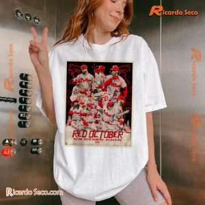 MLB Philadelphia Phillies 2024 Red October This Time They're Seeing Red In A Sea Of Red Poster Graphic Unisex Shirt, Classic Men Shirt b