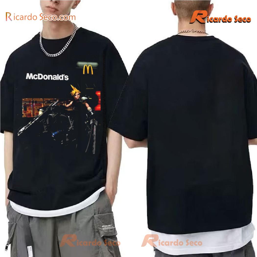 Mcdonald’s Final Fantasy Kai Cloud Strife Maccas Run Graphic Unisex Tee, Classic Men Shirt a Mcdonald’s Final Fantasy Kai Cloud Strife Maccas Run Graphic Unisex Tee, Classic Men Shirt a