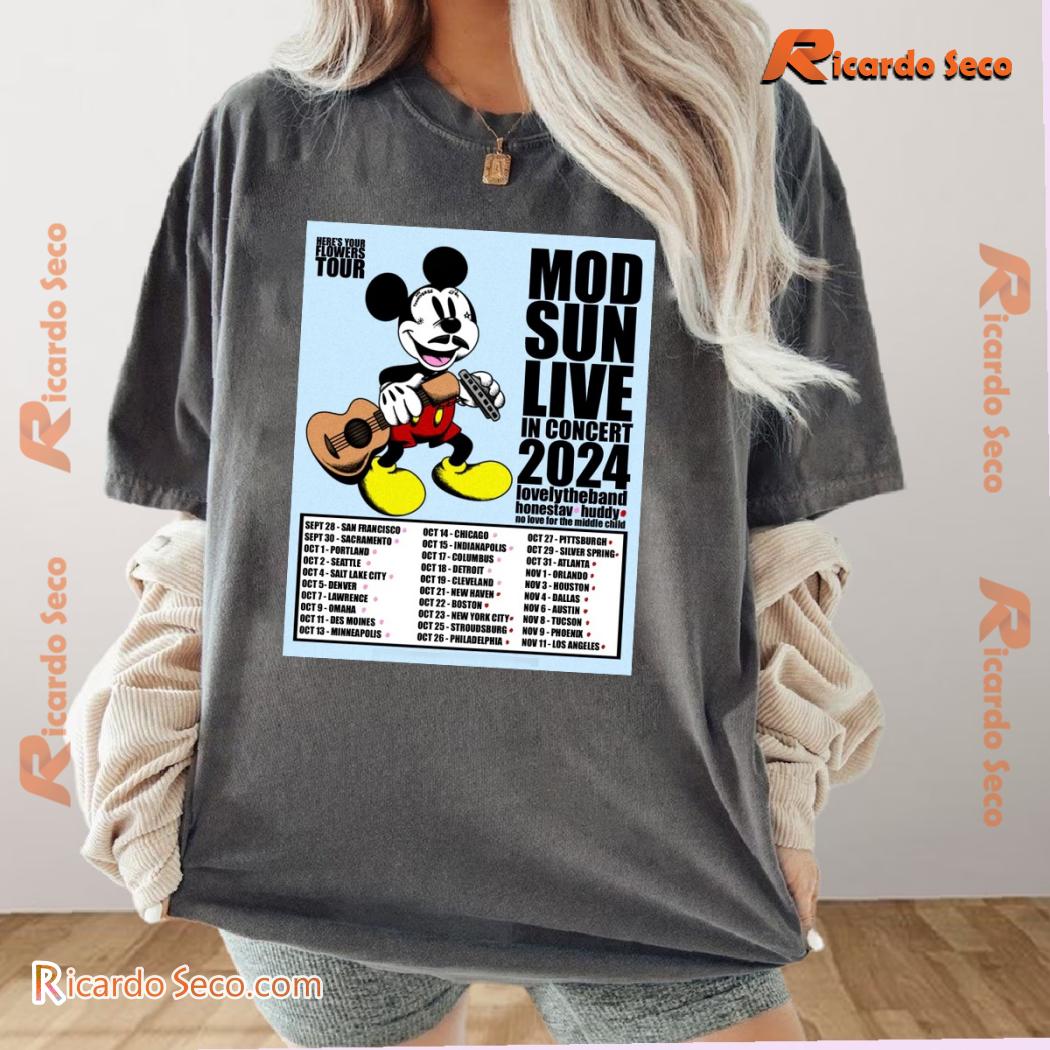 Mod Sun Live In Concert 2024 Here's Your Flowers Tour Graphic Unisex Tee, Classic Men Shirt Mod Sun Live In Concert 2024 Here's Your Flowers Tour Graphic Unisex Tee, Classic Men Shirt