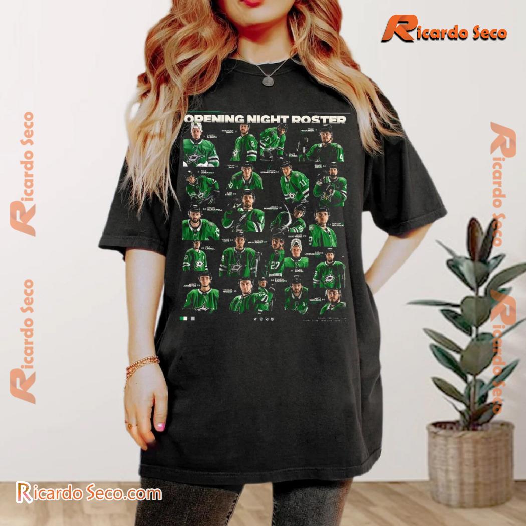 NHL Opening Night Dallas Stars Hockey Club Players 2024 Poster Graphic Unisex Shirt, Classic Men Shirt b NHL Opening Night Dallas Stars Hockey Club Players 2024 Poster Graphic Unisex Shirt, Classic Men Shirt b