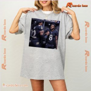 Nfl Baltimore Ravens Lamar Jackson X Derrick Henry Gift For Fan Graphic Unisex T-shirt, Classic Men Shirt a