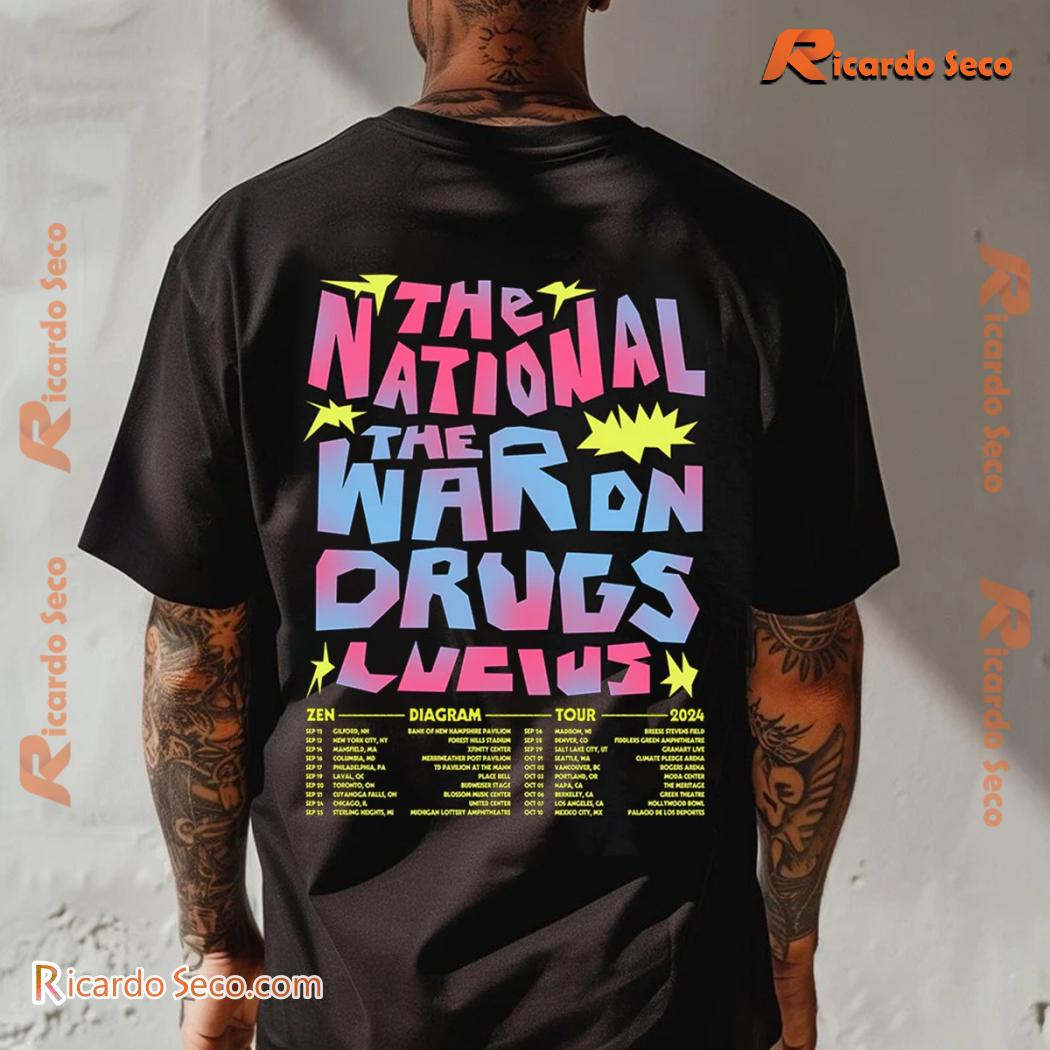 The National, The War On Drugs, Lucius Zen Diagram Tour 2024 Graphic Unisex Tee, Classic Men Shirt b The National, The War On Drugs, Lucius Zen Diagram Tour 2024 Graphic Unisex Tee, Classic Men Shirt b