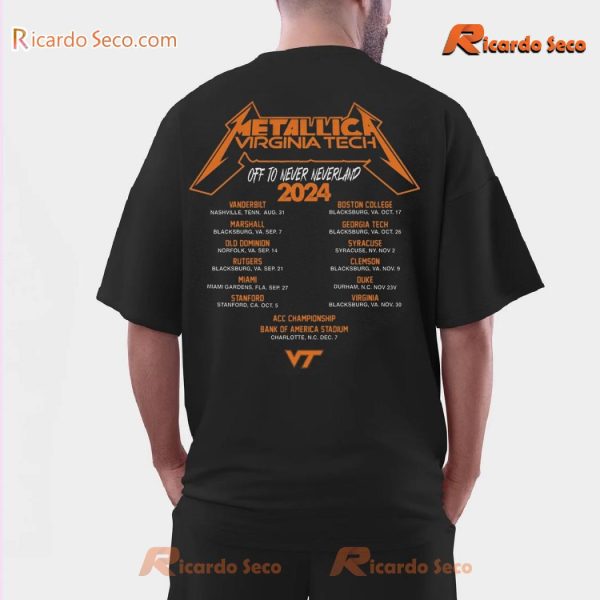 Virginia Tech Hokies X Metallica Exit Light, Enter Night 2024 Football Schedule Graphic Classic Men Shirt fRV1xL2