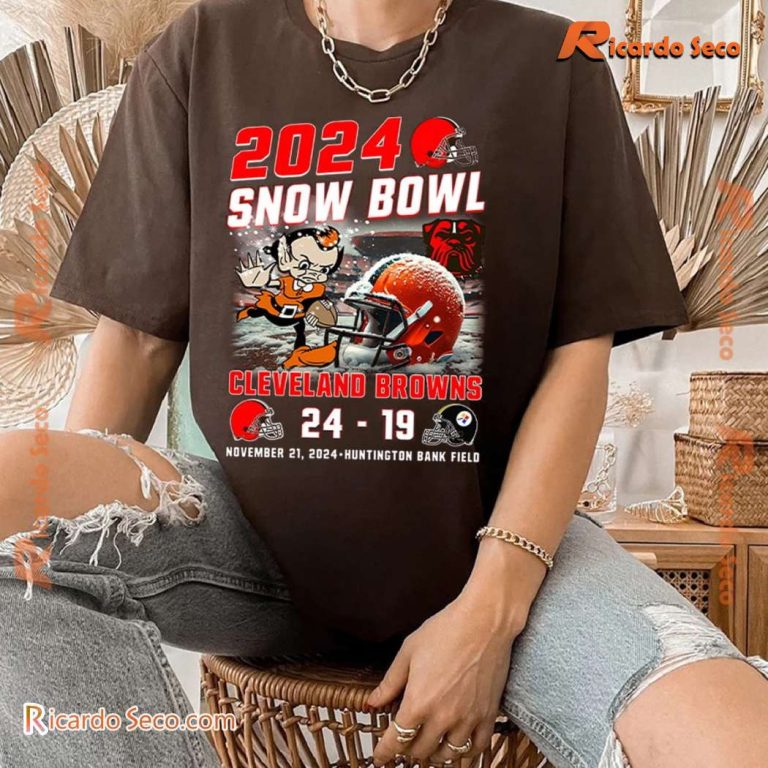 Cleveland Browns 2024 Snow Bowl Browns 24-19 Steelers T-shirt-a R0nBUiX