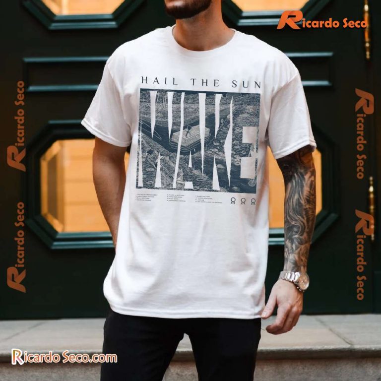 Hail The Sun White & Navy Wake Tracklist Graphic Classic Men Shirt-a 8MgVrUc