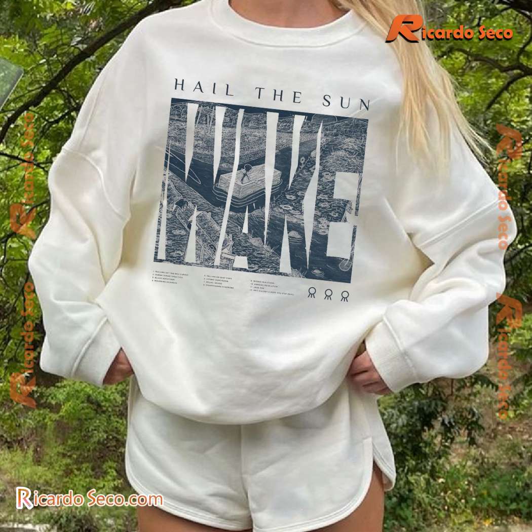 Hail The Sun White & Navy Wake Tracklist Graphic Classic Men Shirt-c RFnXwjr