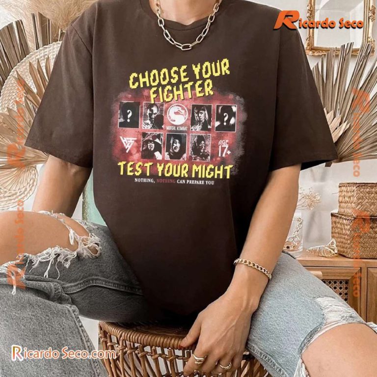 Mortal Kombat Characters Choose Your Fighter Test Your Might Classic Men Shirt cvf2Yz0