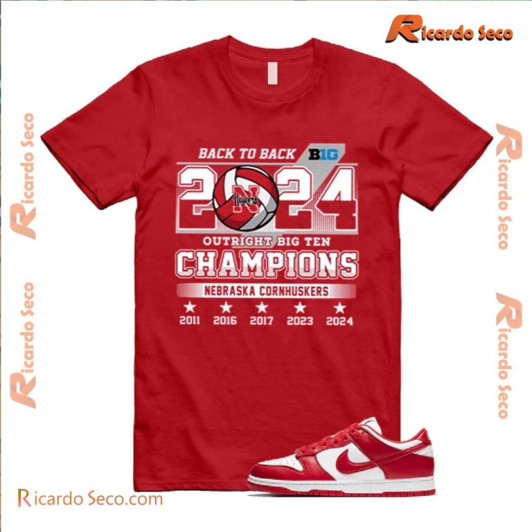 Nebraska Cornhuskers Back To Back 2024 Outright Big Ten Champions Unisex T-shirt-b KU7xr1I