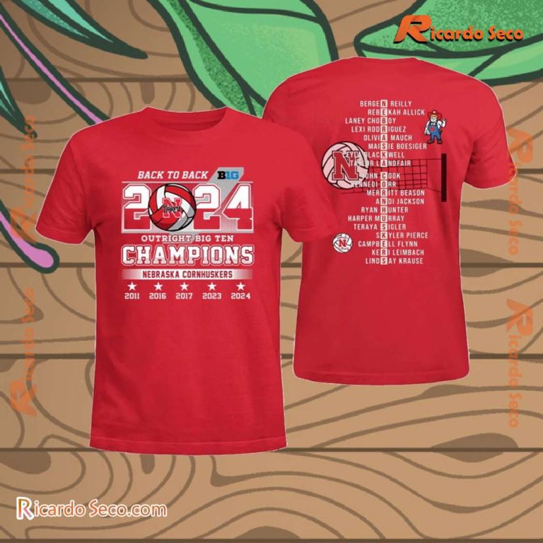 Nebraska Cornhuskers Back To Back 2024 Outright Big Ten Champions Unisex T-shirt lgrfL1X