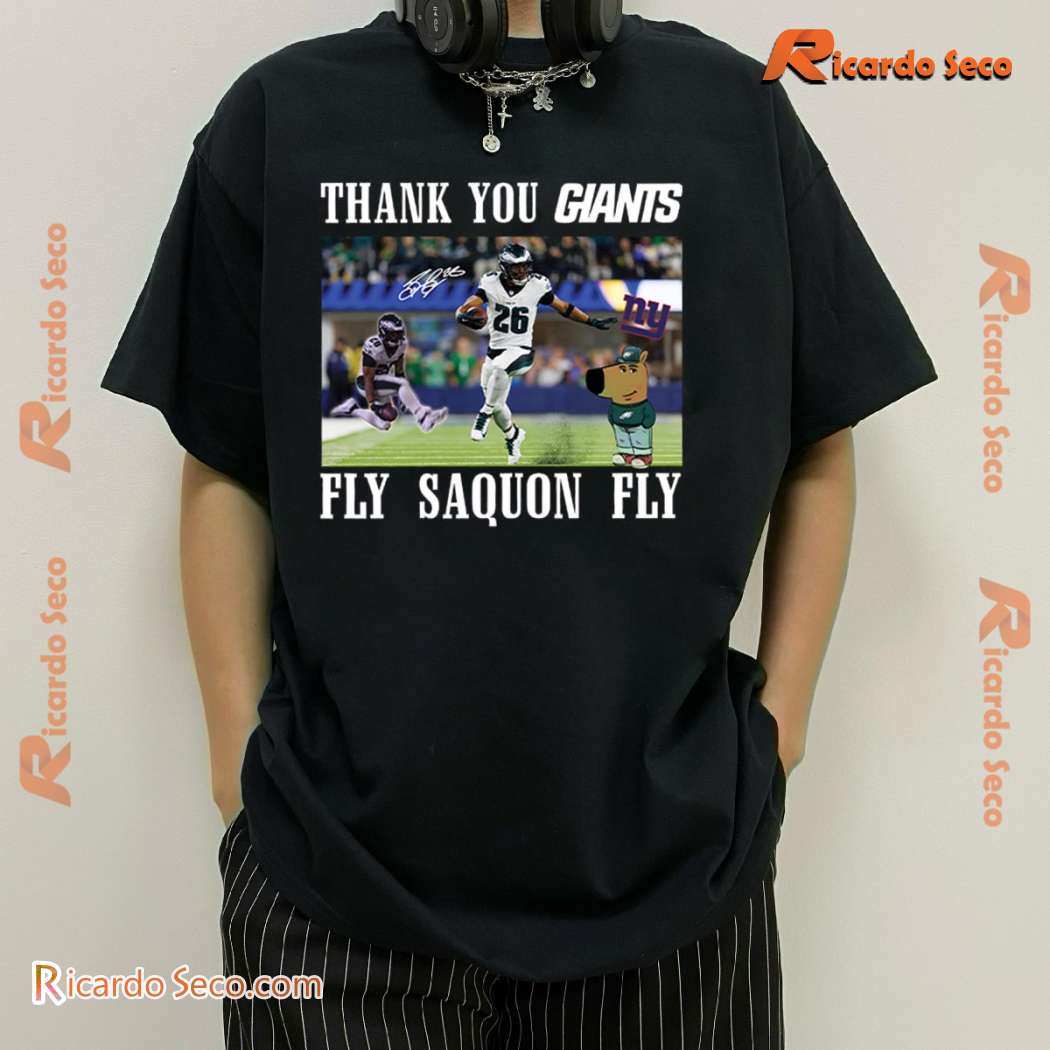 New York Giants Thank You Giants Fly Saquon Fly Chill Guy Unisex T-shirt Uk4KqYf