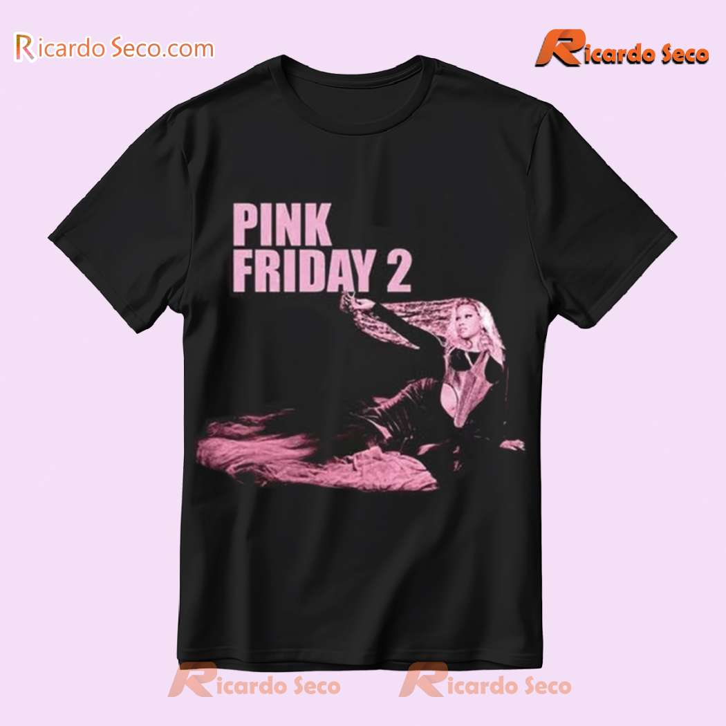 Nicki Minaj Pink Friday 2 Tour Merch Black And Pink Classic Ladies T-shirt HlqrEzF