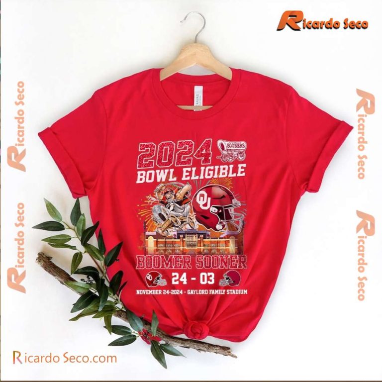 Oklahoma Sooners 2024 Bowl Eligible Boomer Sooner 24-03 Alabama Unisex T-shirt-a Ukw2Vj3