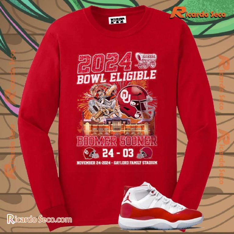 Oklahoma Sooners 2024 Bowl Eligible Boomer Sooner 24-03 Alabama Unisex T-shirt-b ZMUlHVr