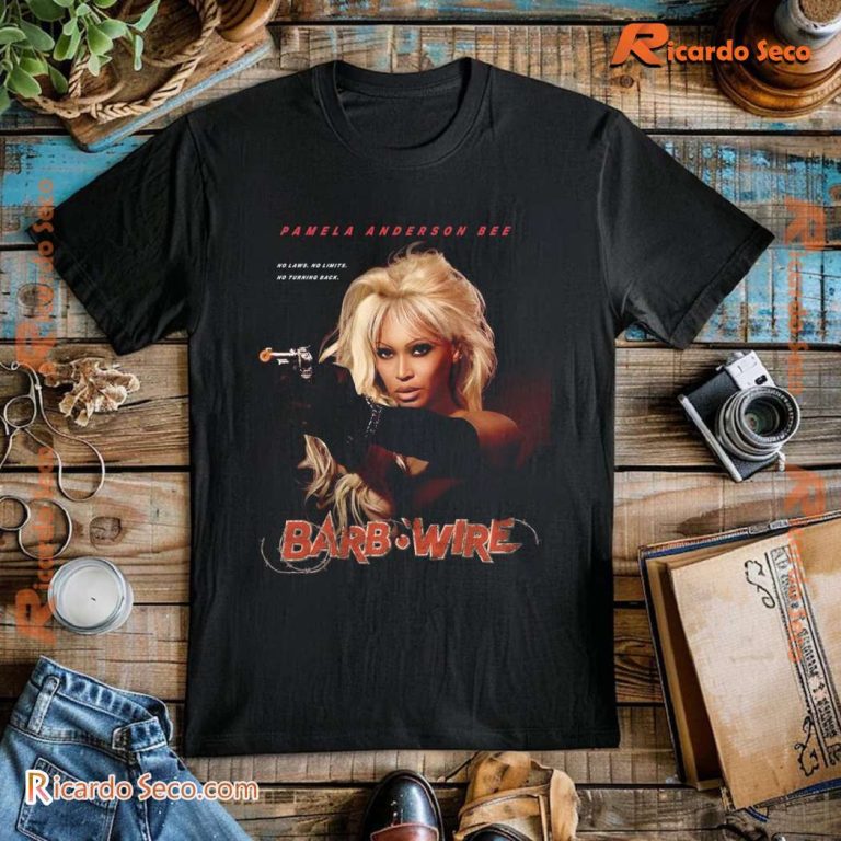 Pamela Anderson Bee Barb Wire No Laws No Limits No Turning Back Classic Men Shirt-a SkDXUmO