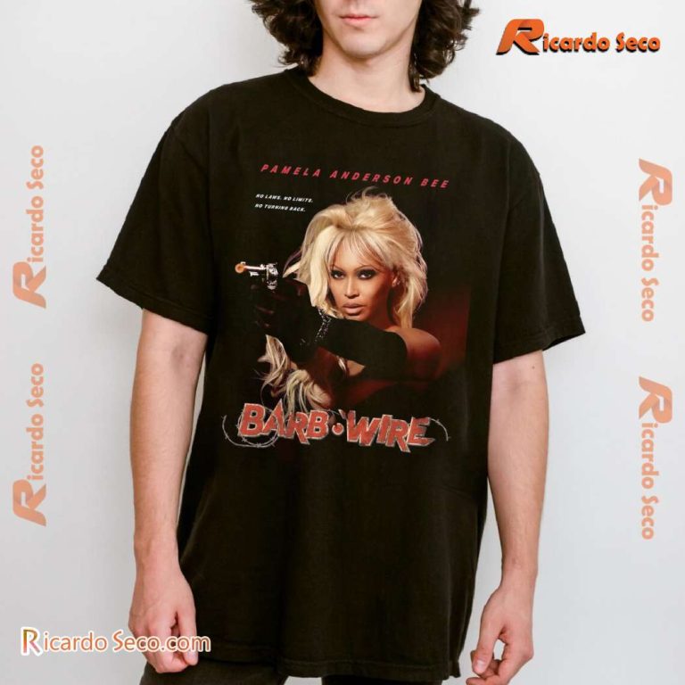 Pamela Anderson Bee Barb Wire No Laws No Limits No Turning Back Classic Men Shirt-b 5n9CFta