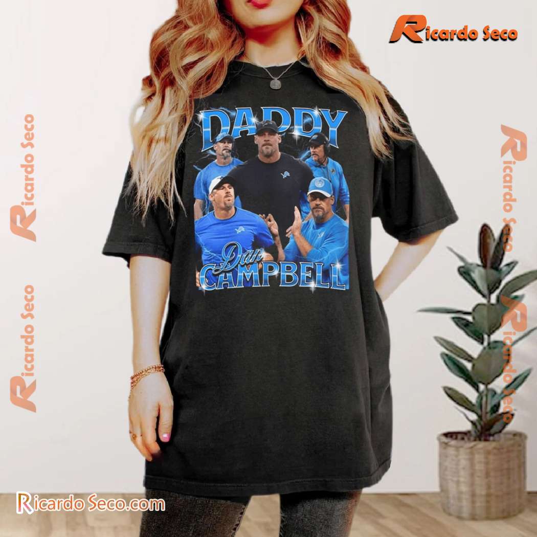 Daddy Dan Campbell Detroit Lions Vintage Graphic Classic Men Shirt ihRTufS