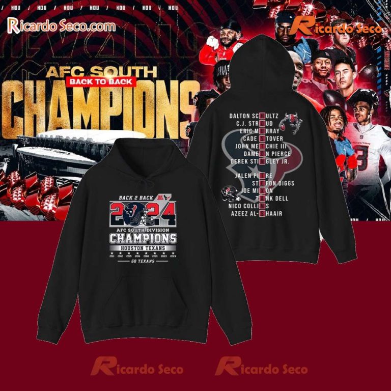 Houston Texans Back 2 Back 2024 Afc South Division Champion Graphic Unisex T-shirt-a g57eYHw