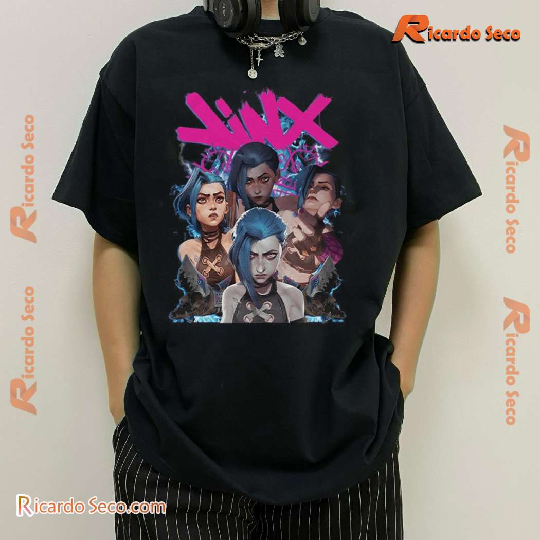 Jinx Arcane Vintage League Of Legends Classic Men Shirt lvfUV8B