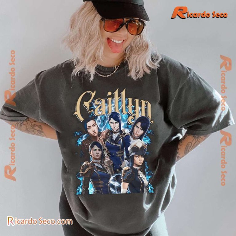 League Of Legends Caitlyn Arcane Vintage Printed Unisex T-shirt-b RYubLij