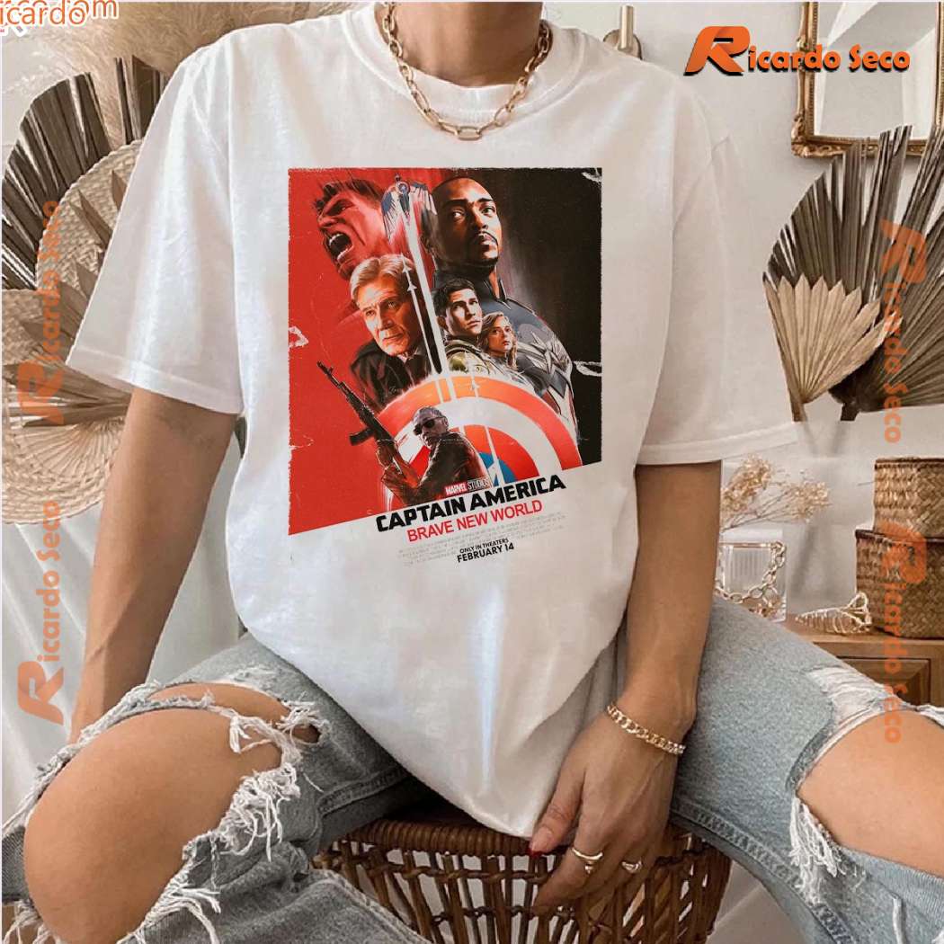 Marvel Studio Captain America Brave New World Poster Classic Men Shirt-a 2QeOEwi