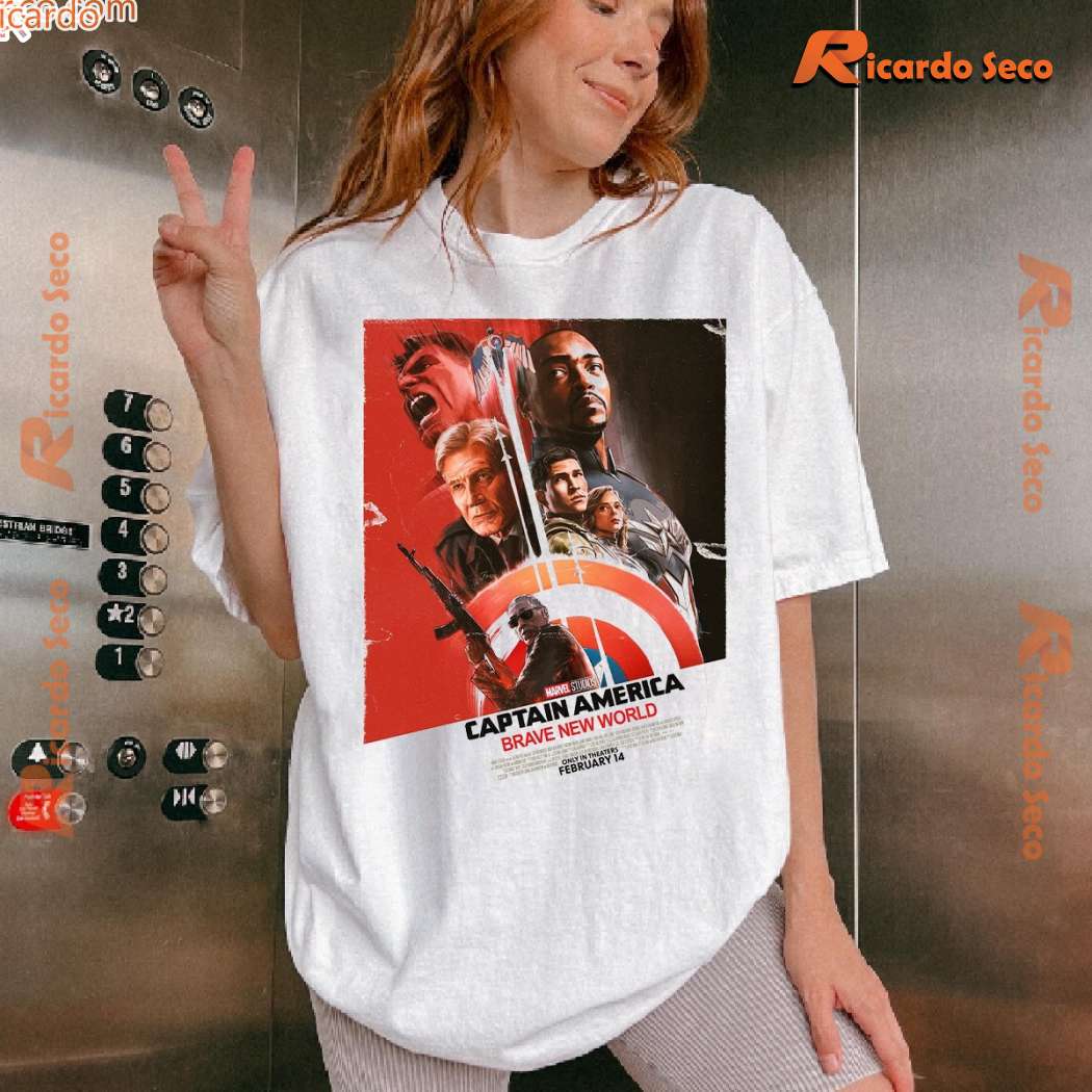 Marvel Studio Captain America Brave New World Poster Classic Men Shirt-b CzoXiOS