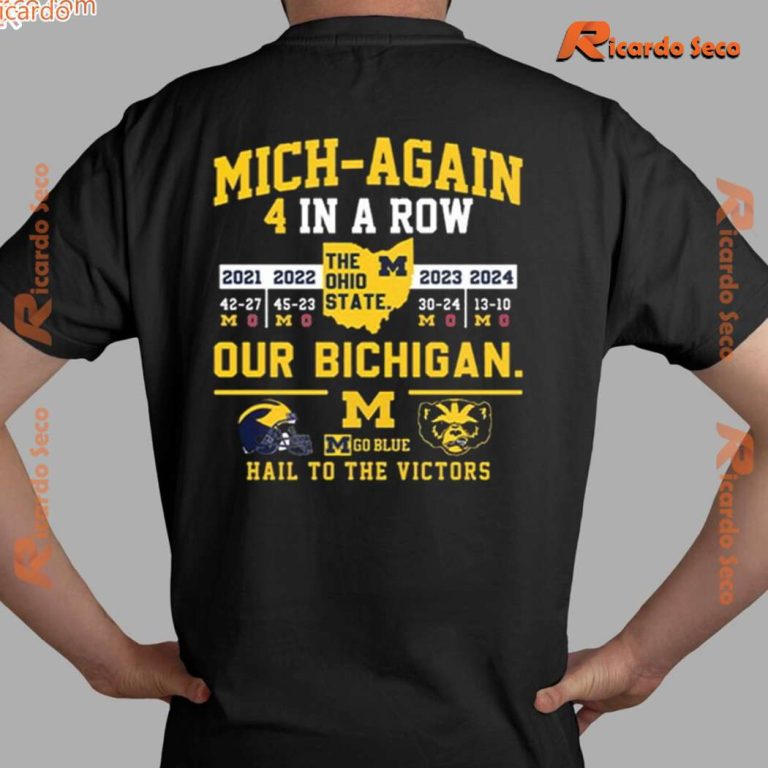 Mich-again 4 In A Row Hail To The Victors Graphic Classic Men Shirt-b zSlpAxY