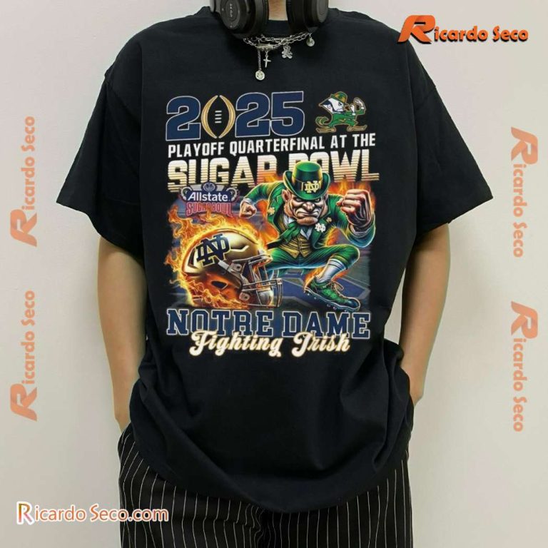 Notre Dame Fighting Irish 2025 Playoff Sugar Bowl Graphic Unisex T-shirt-b BWAUd8Q