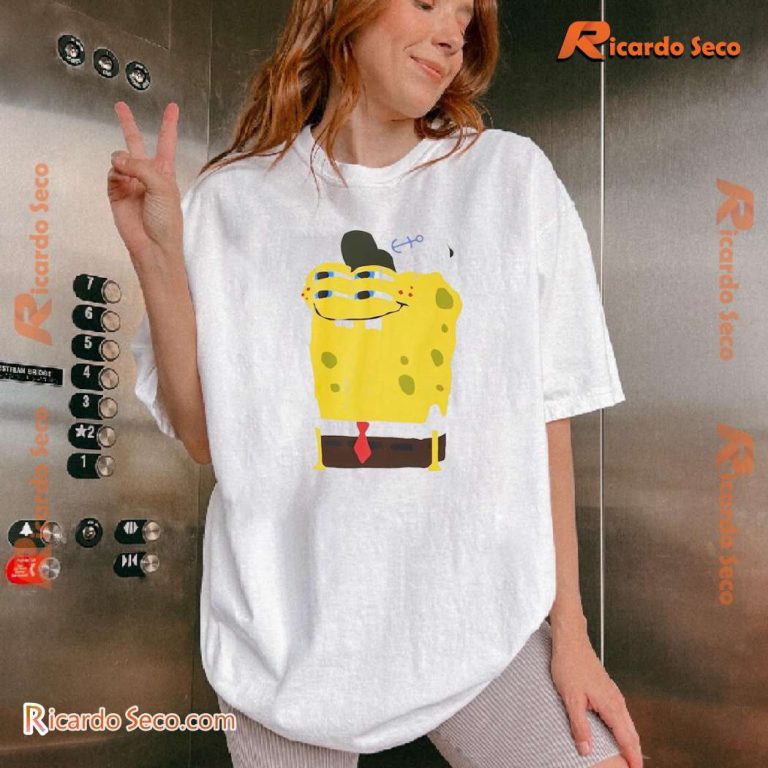 Spongebob Squarepants Cactus Plant Flea Market Ut Two Sides T-shirt-b 4POuaMf