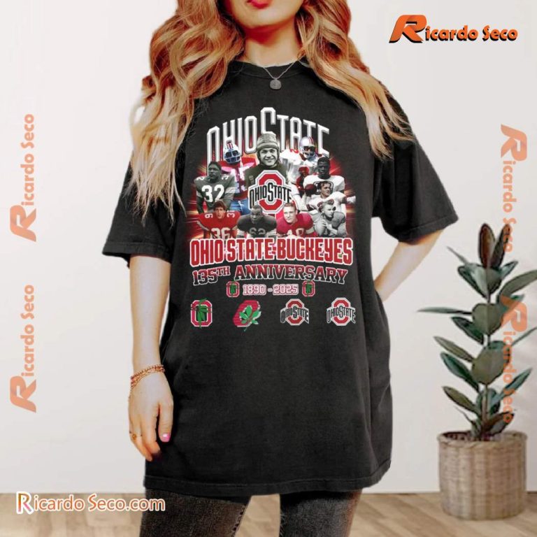 Ohio State Buckeyes 135th Anniversary 1890-2025 Rose Bowl Champions T-shirt DIOxtz5