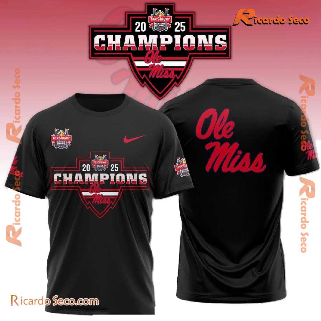 Ole Miss 2025 Taxslayer Bowl Champions Graphic Classic Men Shirt HLWKVdx