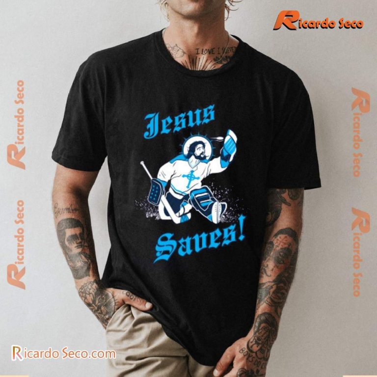 Jesus Saves Hockey Goalie Gift For Men And Women Unisex T-shirt-a h6STxfg