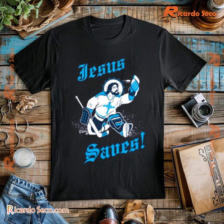 Jesus Saves Hockey Goalie Gift For Men And Women Unisex T-shirt-b wHYfZrO